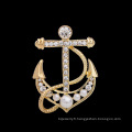 Shangjie OEM Broche Broche d&#39;ancre en or jaune avec broche diamants broche Femmes Broches minimalistes